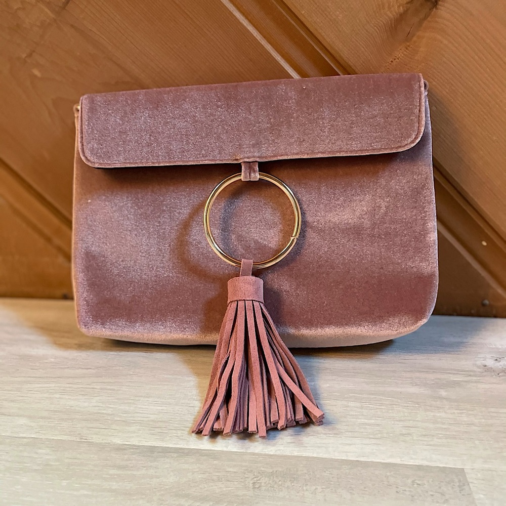 Anthropologie Pink Velvet Clutch